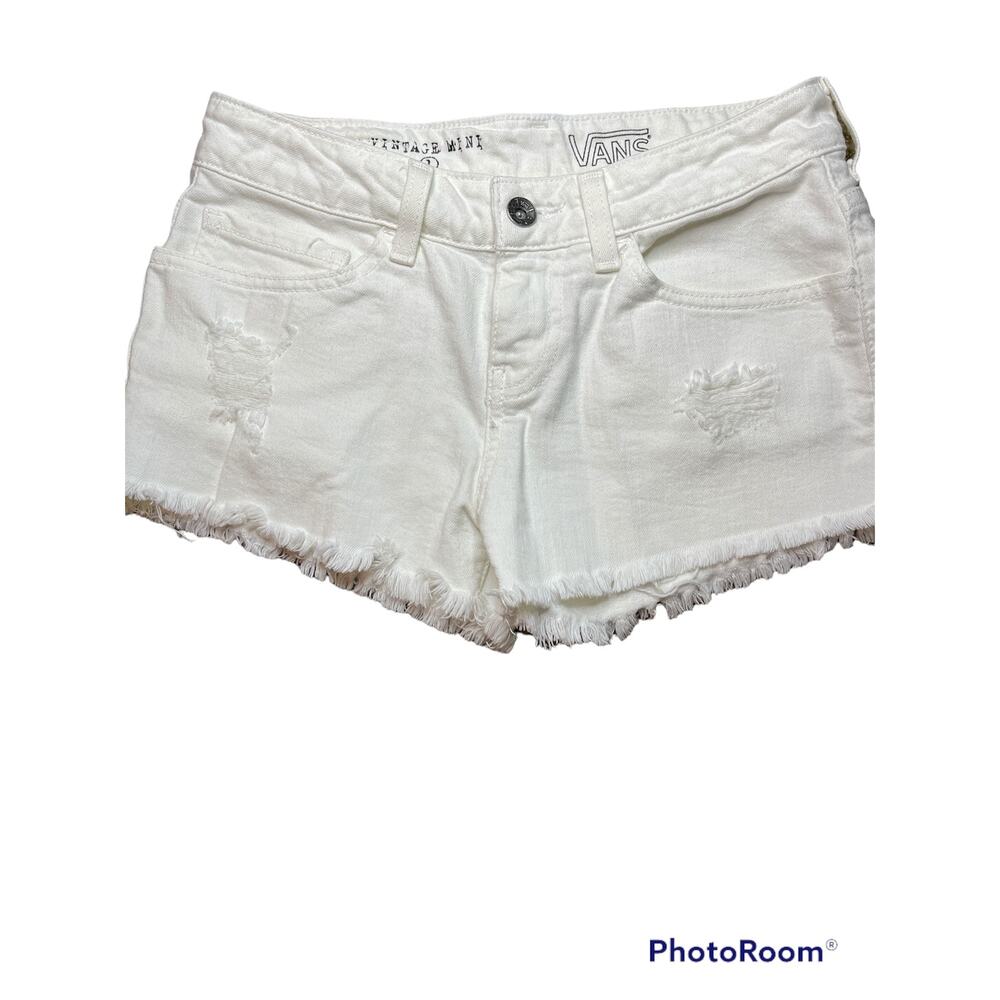 Vans Distressed Cut Off Distressed Shorts 'Vintage Mini' White Size 1 Juniors